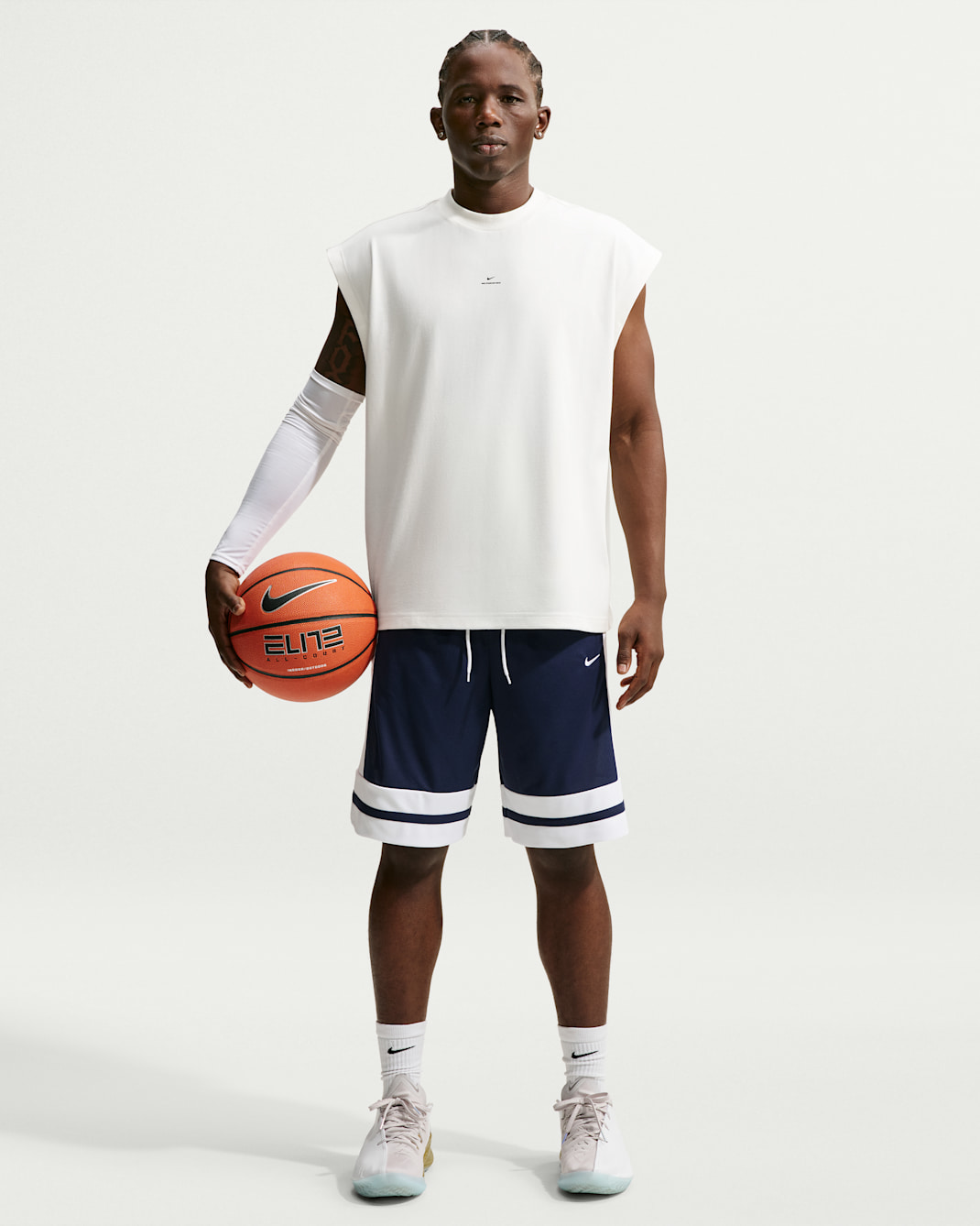 Shorts de básquetbol Dri-FIT con diseño clásico Game de 25 cm para hombre Nike - Azul marino medianoche/Blanco/Azul marino medianoche/Blanco