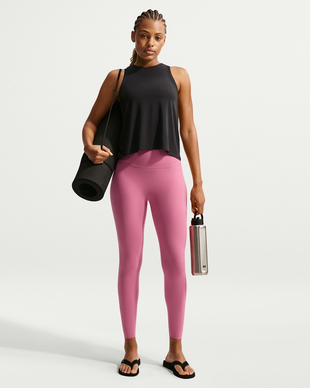 Nike Zenvy 女款高腰正面無縫線 7/8 內搭褲 - Peony/白色