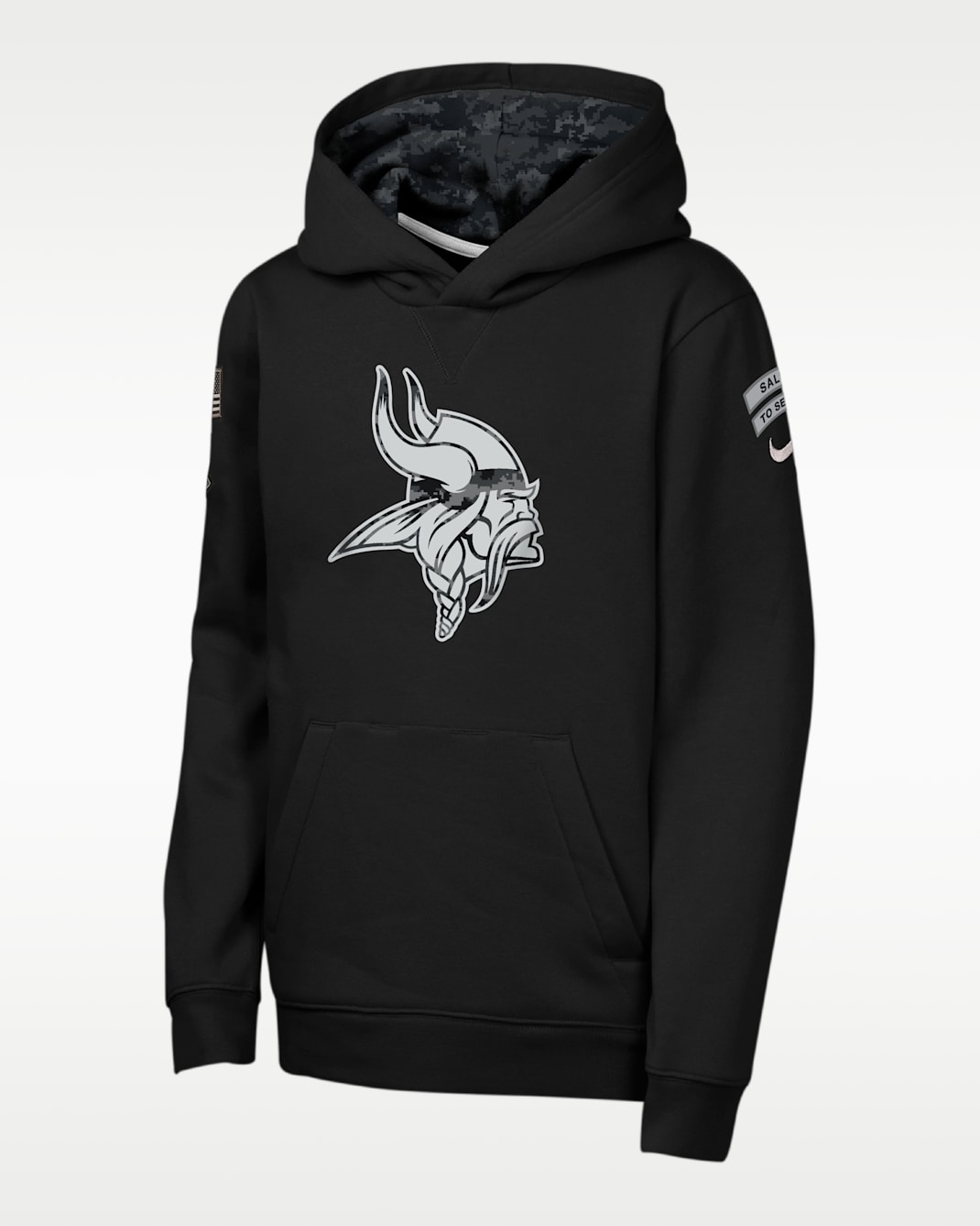 Sudadera con gorro sin cierre Nike de la NFL para niños talla grande Minnesota Vikings Salute to Service Sideline Club - Negro