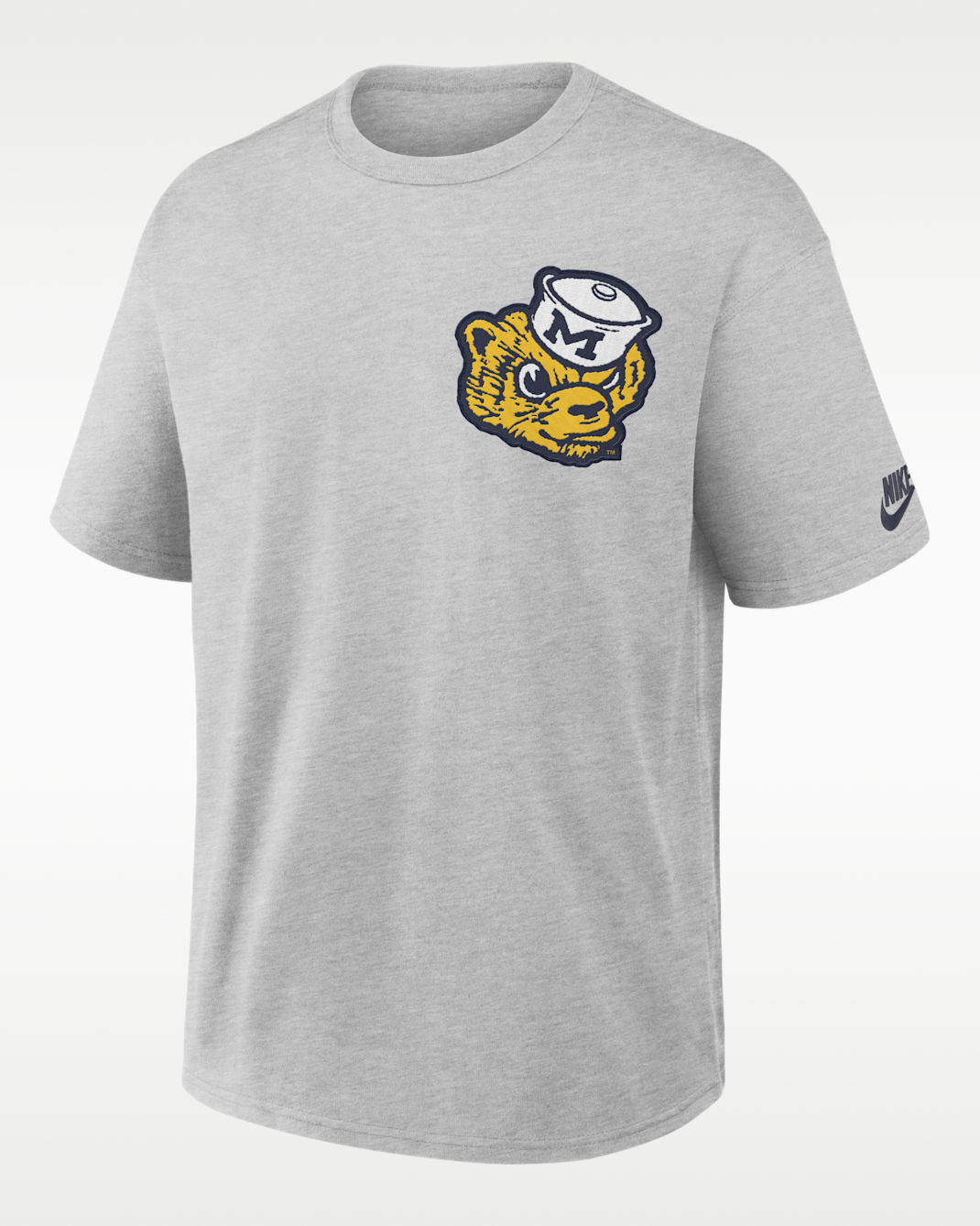 Playera universitaria Nike para hombre Michigan Legacy Max90 - Gris jaspeado