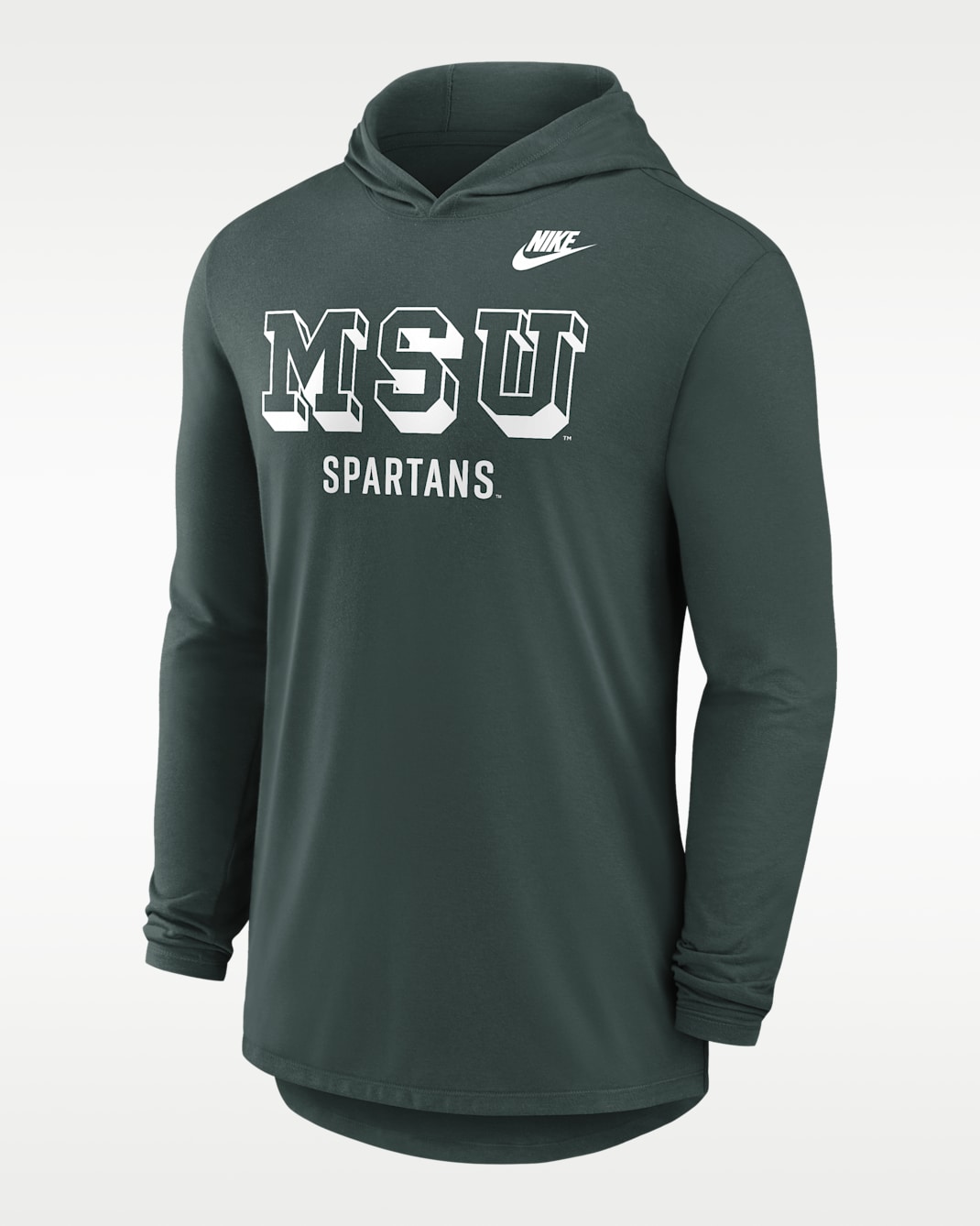 Playera de manga larga con gorro universitaria Nike Dri-FIT para hombre Michigan State Legacy - Verde