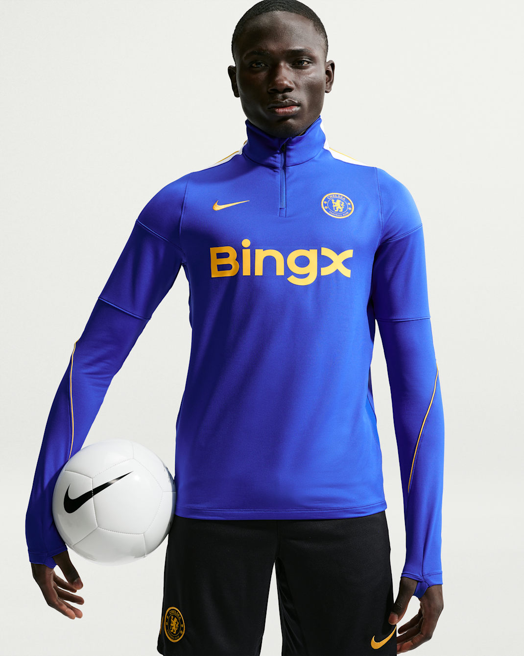 Chelsea FC Strike Men's Nike Dri-FIT Soccer Knit Drill Top - Bright Blue/Bright Blue/White/Midwest Gold