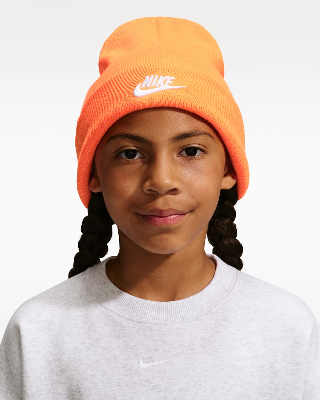 Nike Peak Big Kids' Beanie - Total Orange/White