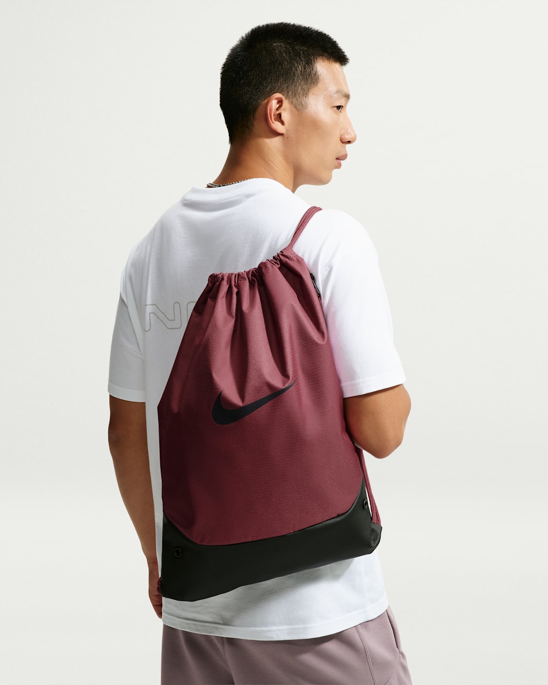 Nike Brasilia Drawstring Bag (18L) - Pink Smoke/Black/Gridiron