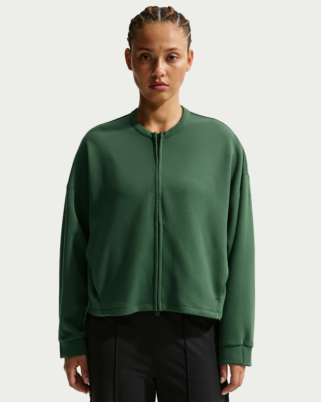 Haut oversize à col ras-du-cou et à zip Dri-FIT Nike 24.7 ImpossiblySoft pour femme - Fir/Fir/Midnight Green