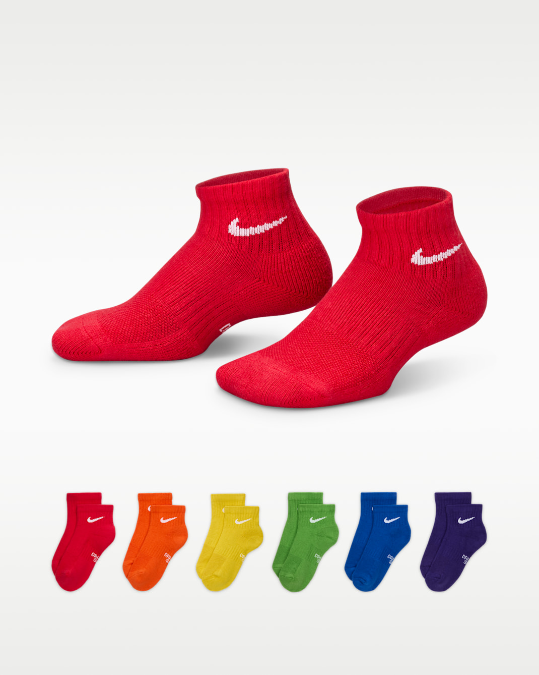 Nike Everyday Kids' Cushioned Ankle Socks (6 Pairs) - Multi-Colour