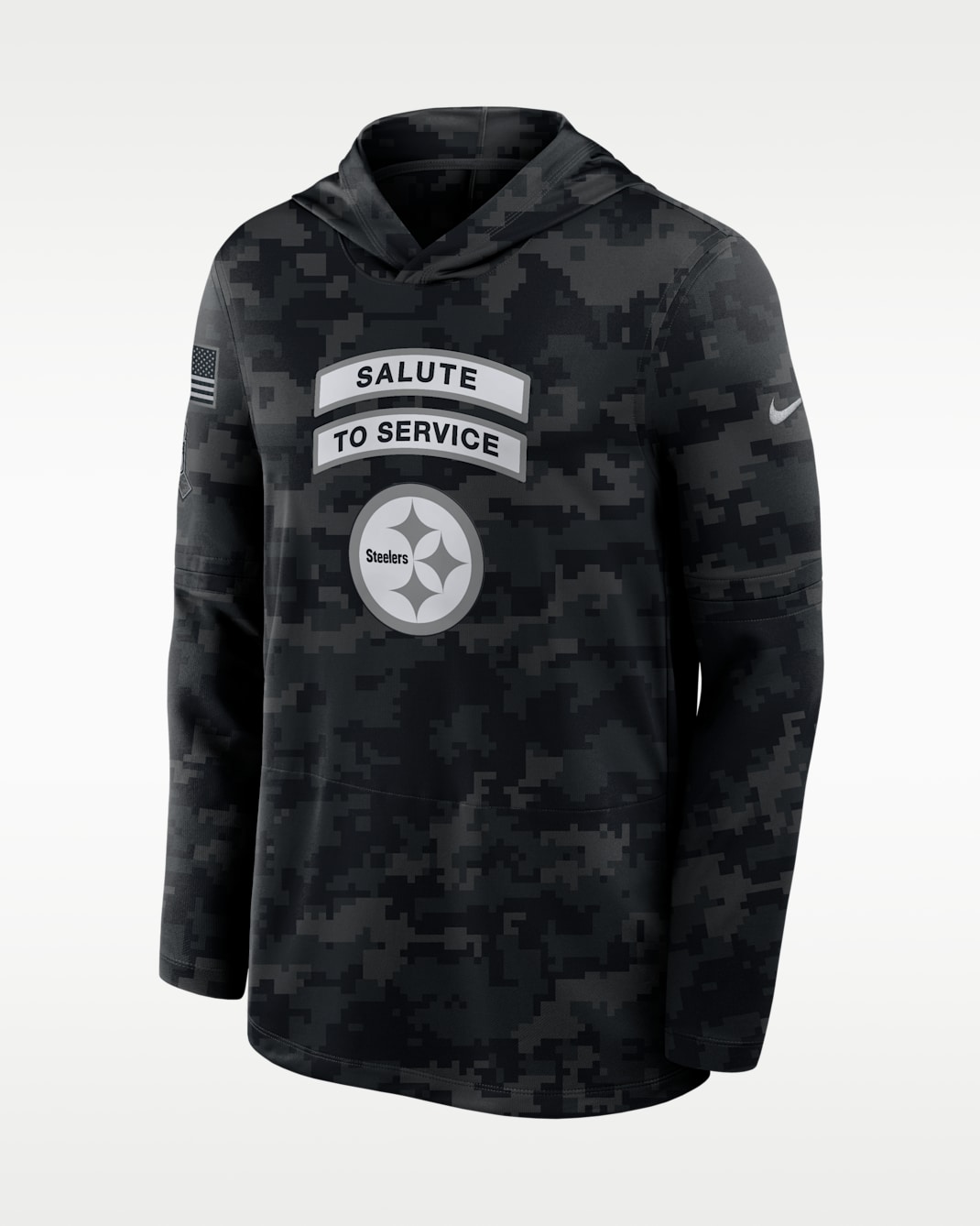 Playera con gorro de manga larga Nike Dri-FIT de la NFL para hombre Pittsburgh Steelers Salute to Service Sideline - Negro/Negro