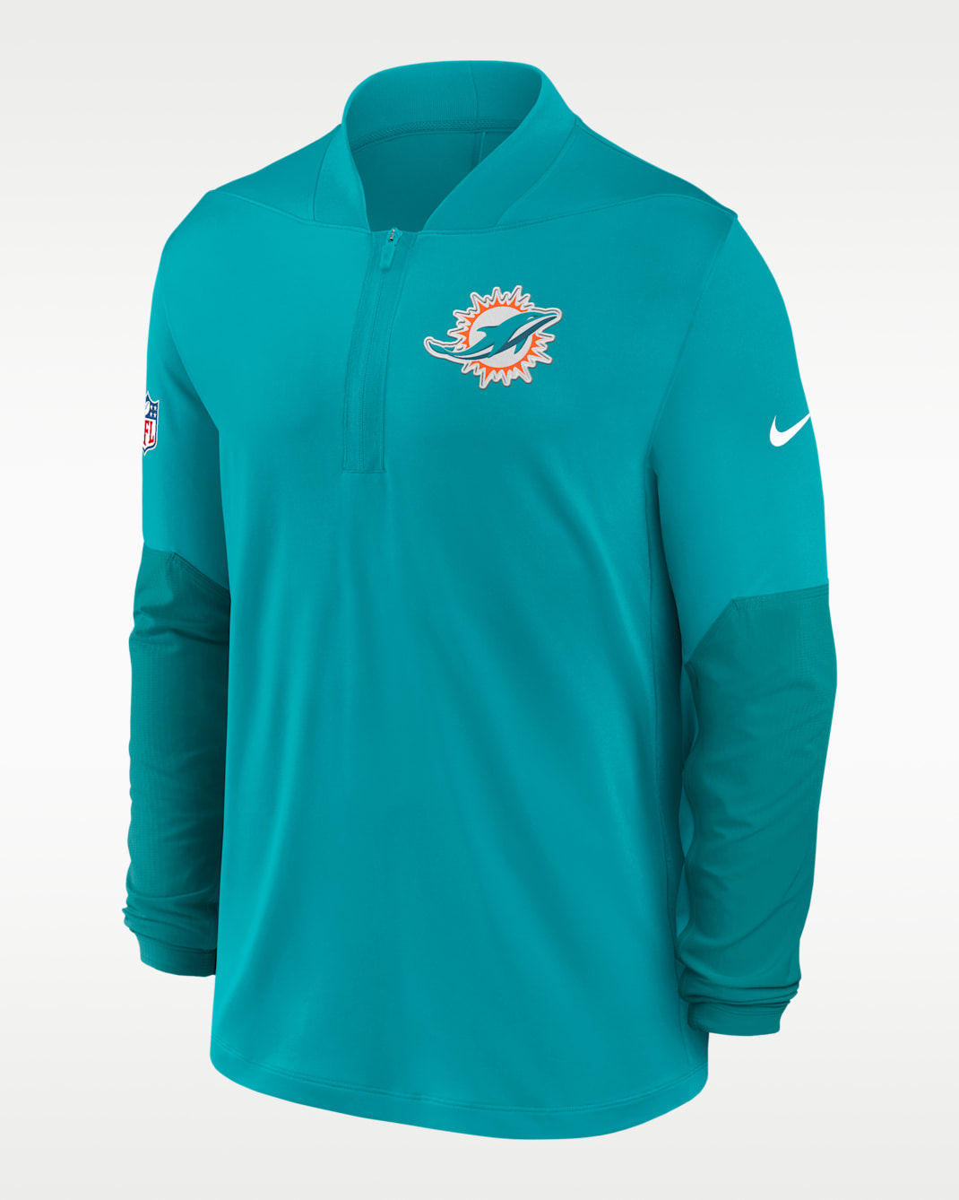 Miami Dolphins Feel The Pressure Men's Nike Dri-FIT NFL 1/2-Zip Top - Aqua