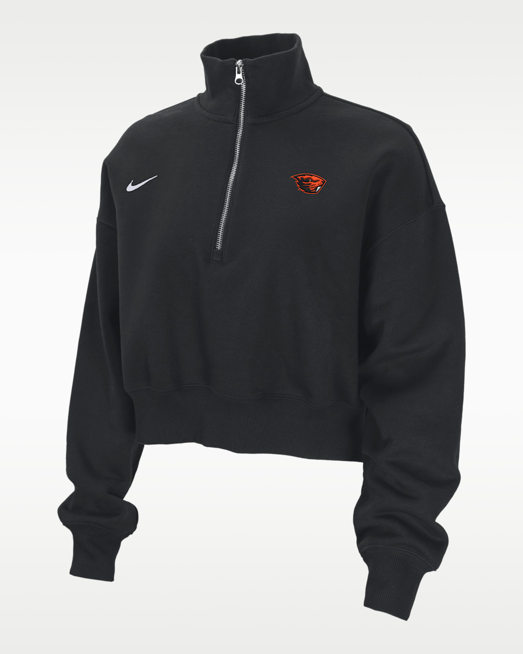 Oregon State Phoenix Fleece Women's Nike College Cropped 1/4-Zip Top - Black