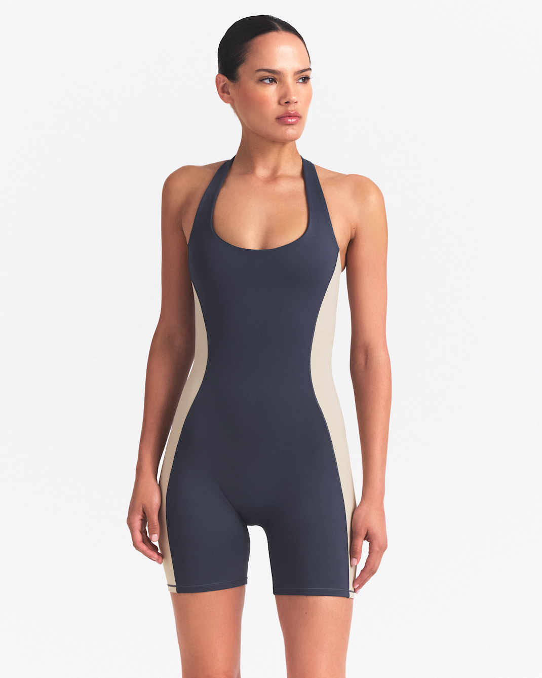 NikeSKIMS Matte Shine Mix Women's T-Back One-Piece - NSKM DEEP ROYAL/NSKM STONE