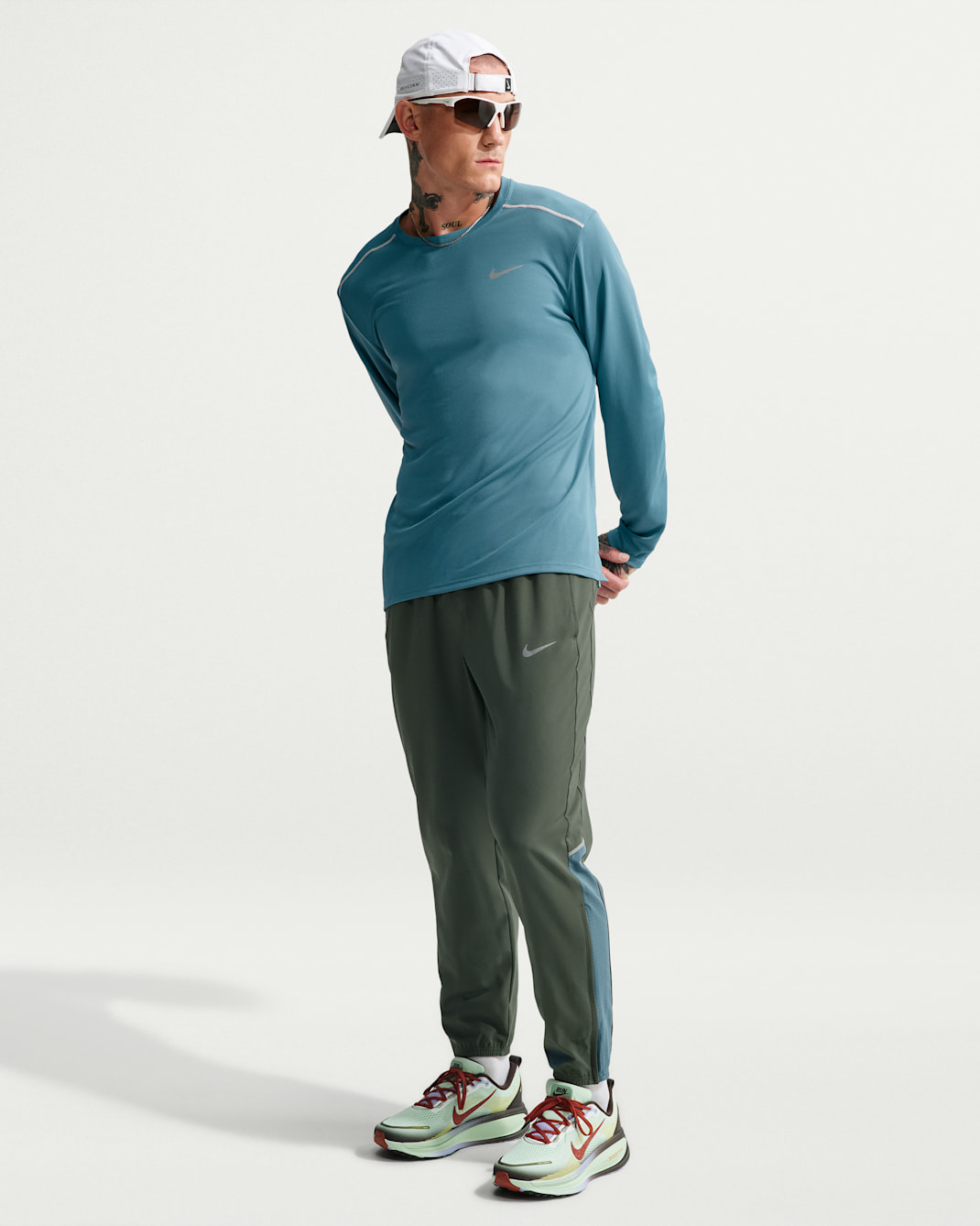 Nike Miler 男士 Dri-FIT 梭織跑步長褲 - Camo Green/Mineral Slate