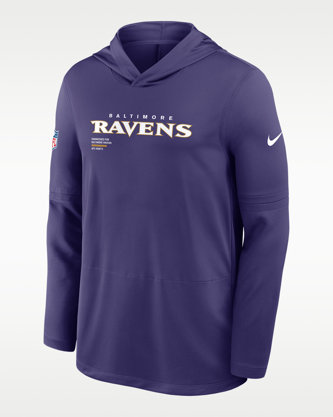 Baltimore Ravens Pure Fury Sideline Men's Nike Dri-FIT NFL Long-Sleeve Hooded Top - Purple