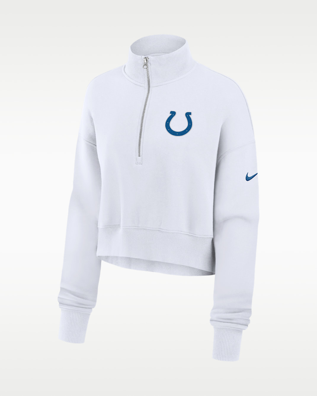 Indianapolis Colts Primetime Phoenix Women's Nike NFL Oversized Cropped 1/4-Zip Crew - White
