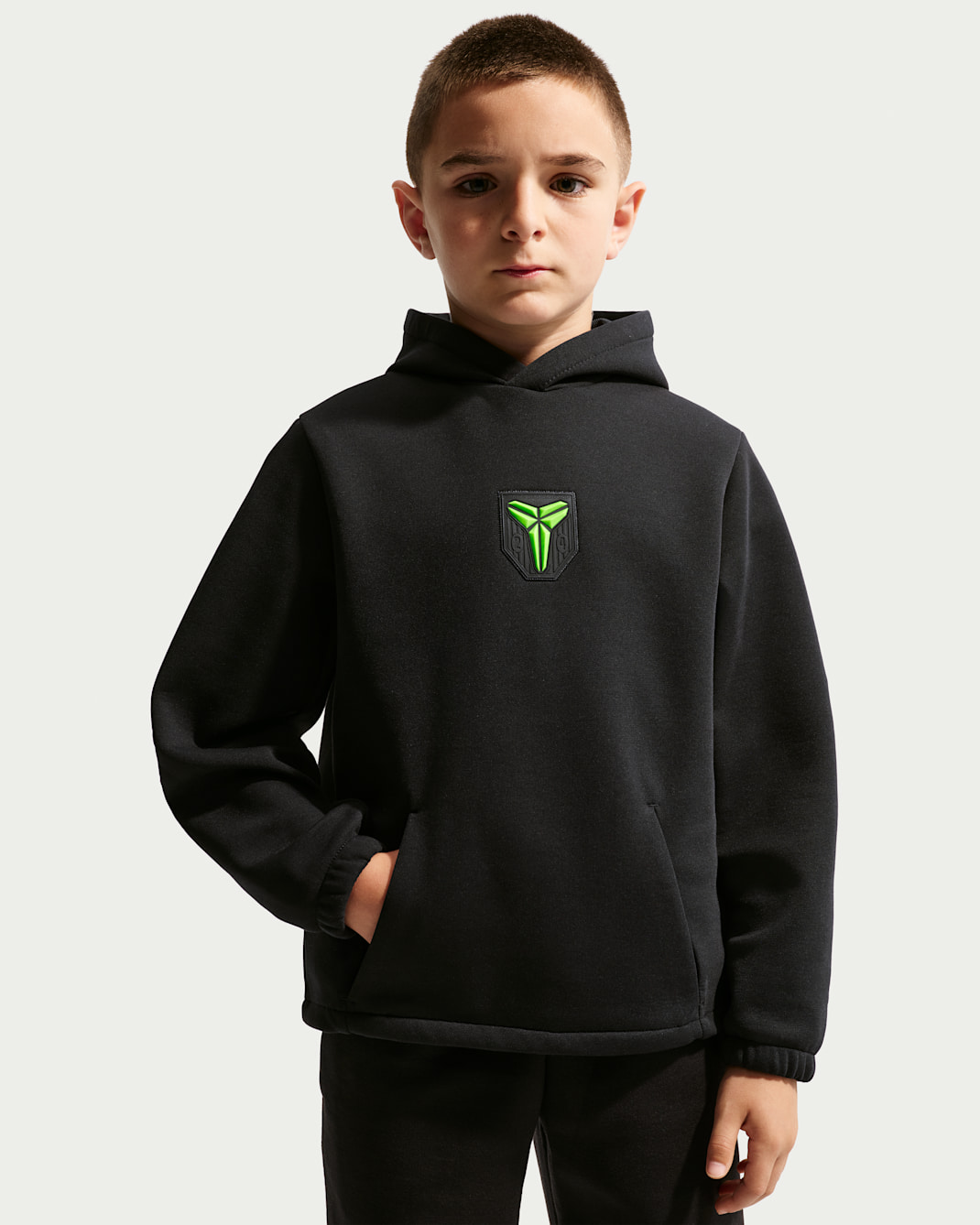 Sweat à capuche de basket Kobe pour pré-ado - Noir/Electric Green