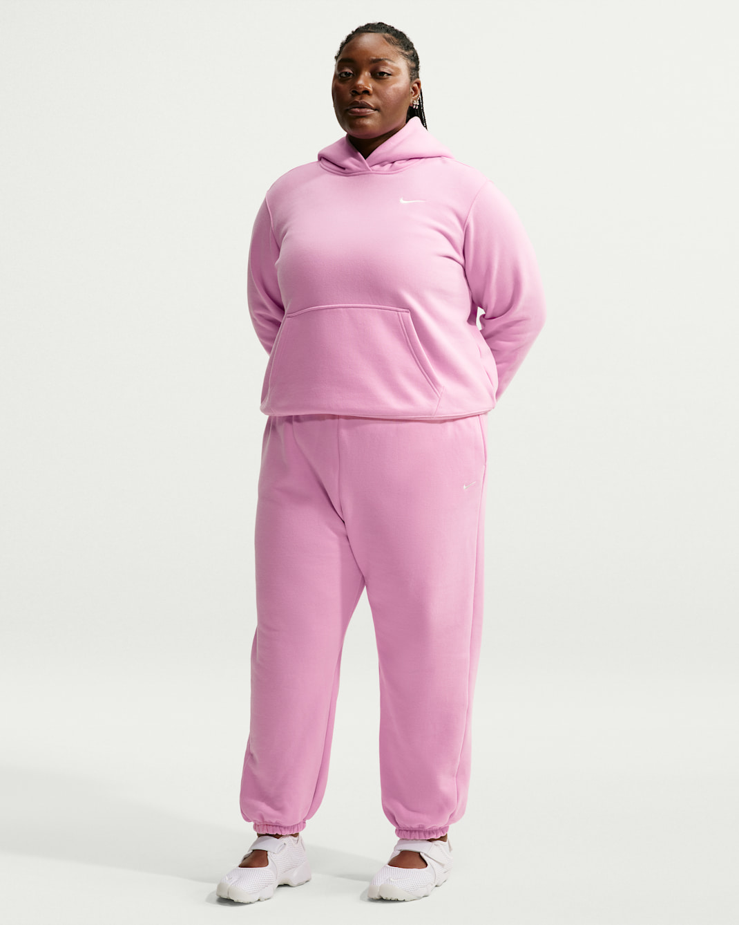 Nike Studio Fleece Medium Weight Women's Oversized High-Rise Cuffed Pants - Pink Rise/Sail