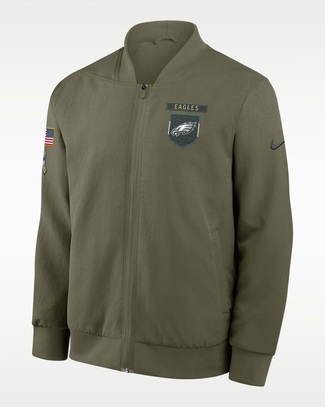 Philadelphia Eagles Salute to Service Sideline Men's Nike NFL Full-Zip Bomber Jacket - Olive