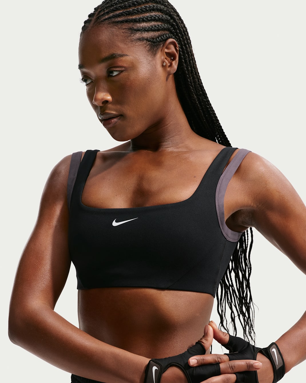Nike One Women's Light-Support Sports Bra - Black/Thunder Grey/White/White