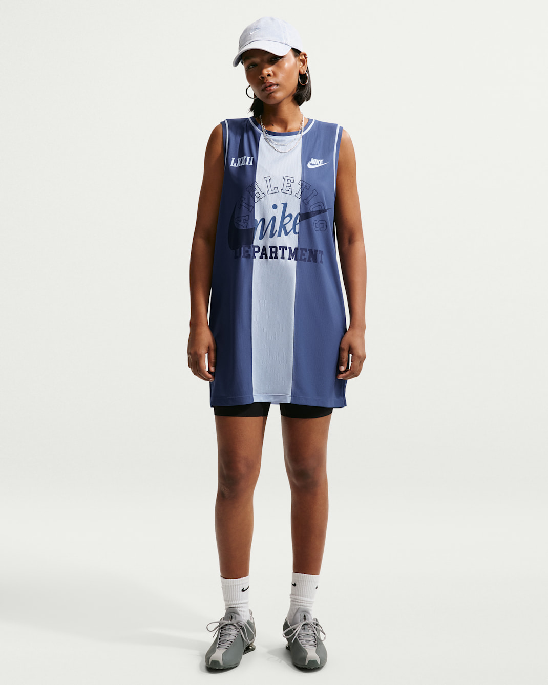 Vestido de tela de punto Heritage holgado para mujer Nike Sportswear - Azul marino místico/Azul hidrógeno/Azul hidrógeno/Azul hidrógeno