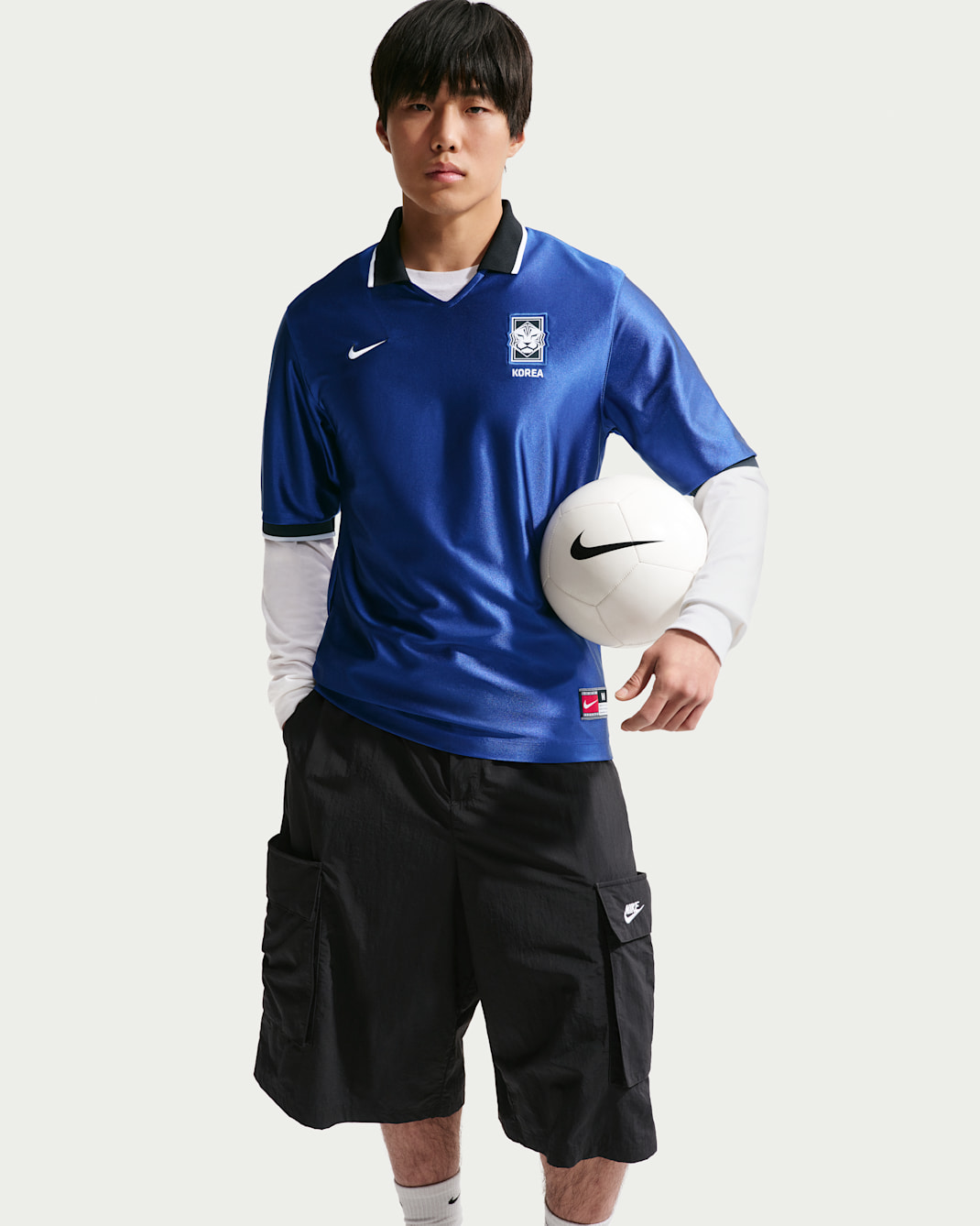 韓国 エナジー メンズ ナイキ Dri-FIT ショートスリーブ サッカートップス - グローバルブルー/ブラック/ホワイト