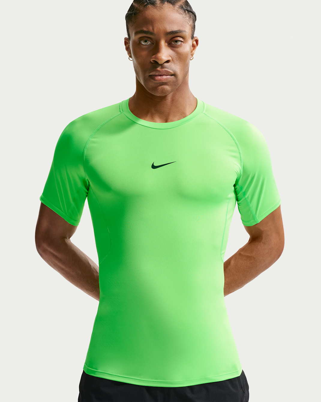 Nike Pro Men's Dri-FIT Tight Short-Sleeve Fitness Top - Green Strike/Black