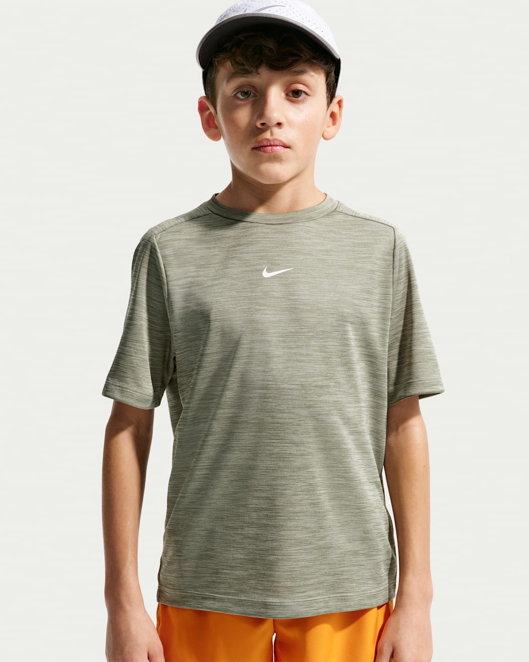 Nike Multi Older Kids' Dri-FIT Short-Sleeve Top - Spruce Fog/Silver Sage/Heather/White