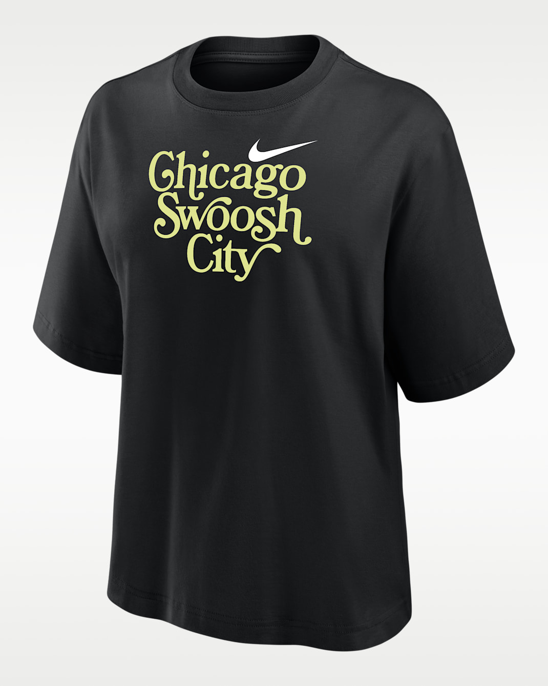 Nike Swoosh Cities Chicago Women's Short-Sleeve Boxy T-Shirt - Black
