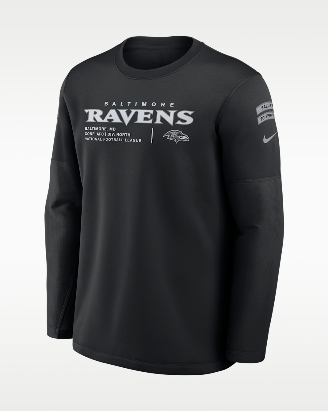 Baltimore Ravens Salute to Service Sideline Coaches Men's Nike NFL Pullover Crew - Black