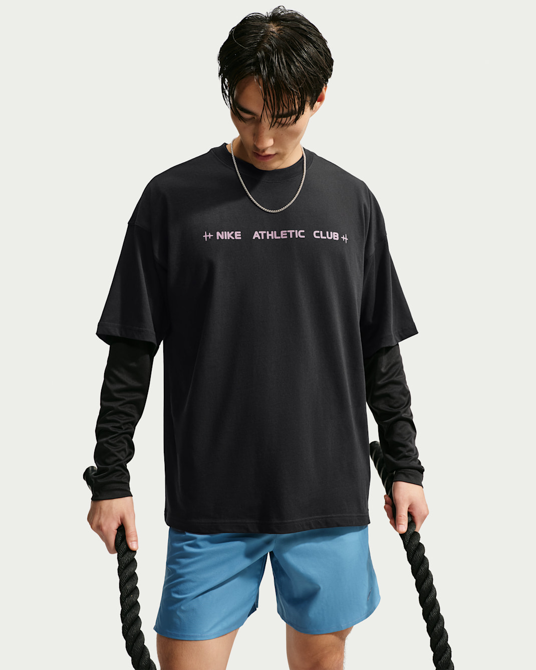 Ανδρικό T-Shirt σε φαρδιά γραμμή Nike N.A.C. - Μαύρο/Purple Smoke