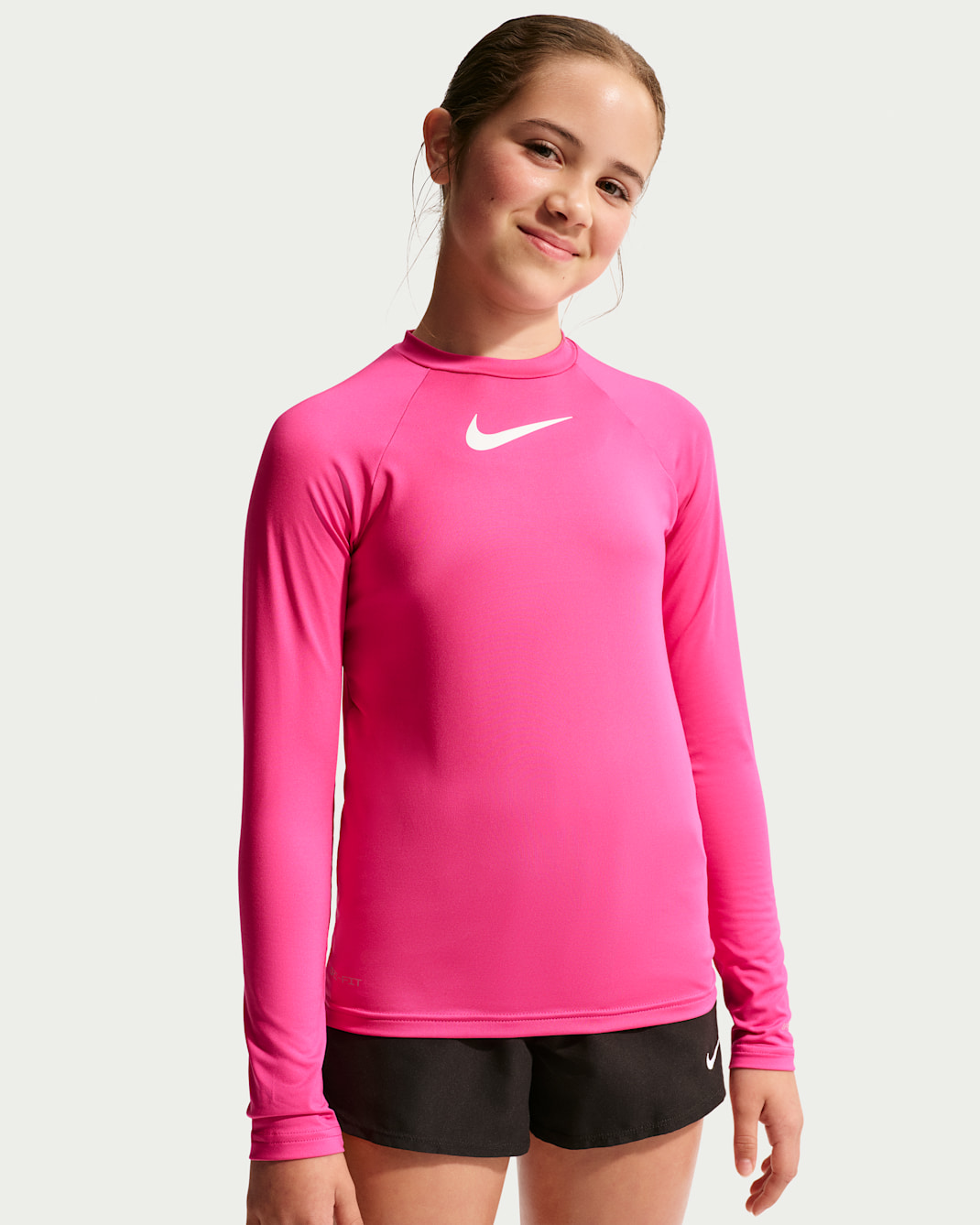 Playera de manga larga Dri-FIT UV para niña talla grande Nike Swim Hydroguard - Rosa desierto