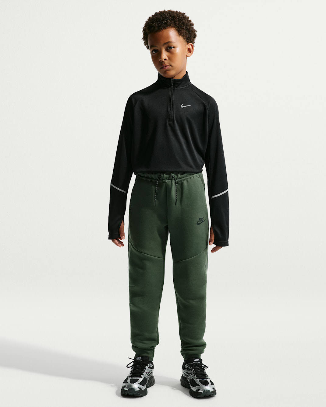 Nike Sportswear Tech Fleece Big Kids' Joggers with Reflective Accents - Camo Green/Black/Black