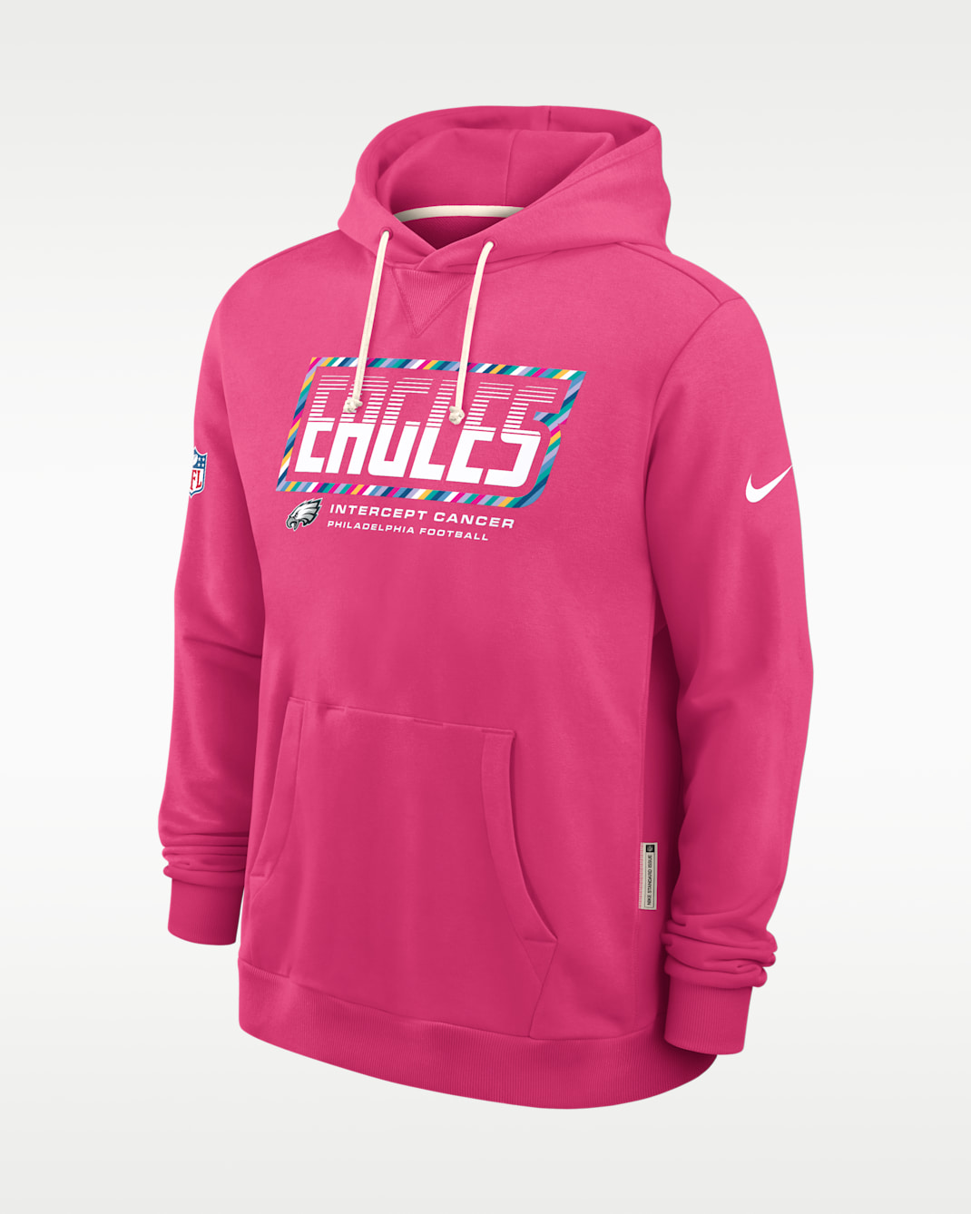Philadelphia Eagles Crucial Catch Sideline Standard Issue Men's Nike Dri-FIT NFL Pullover Hoodie - Pink