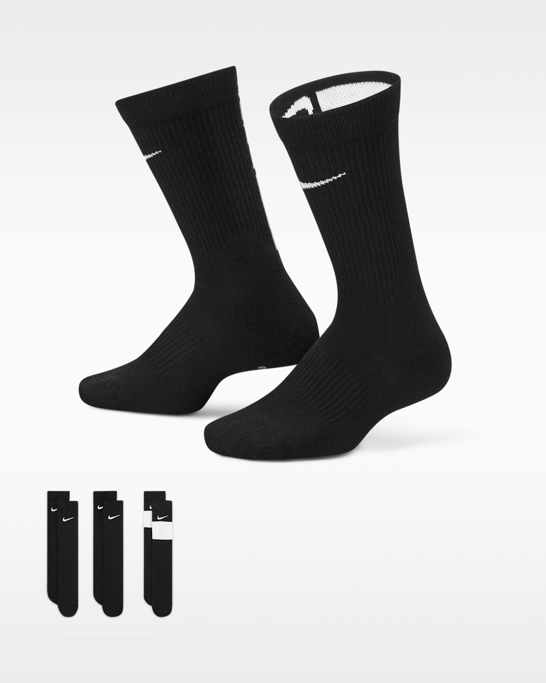 Nike Elite Kids' Basketball Crew Socks (3 Pairs) - Black/White