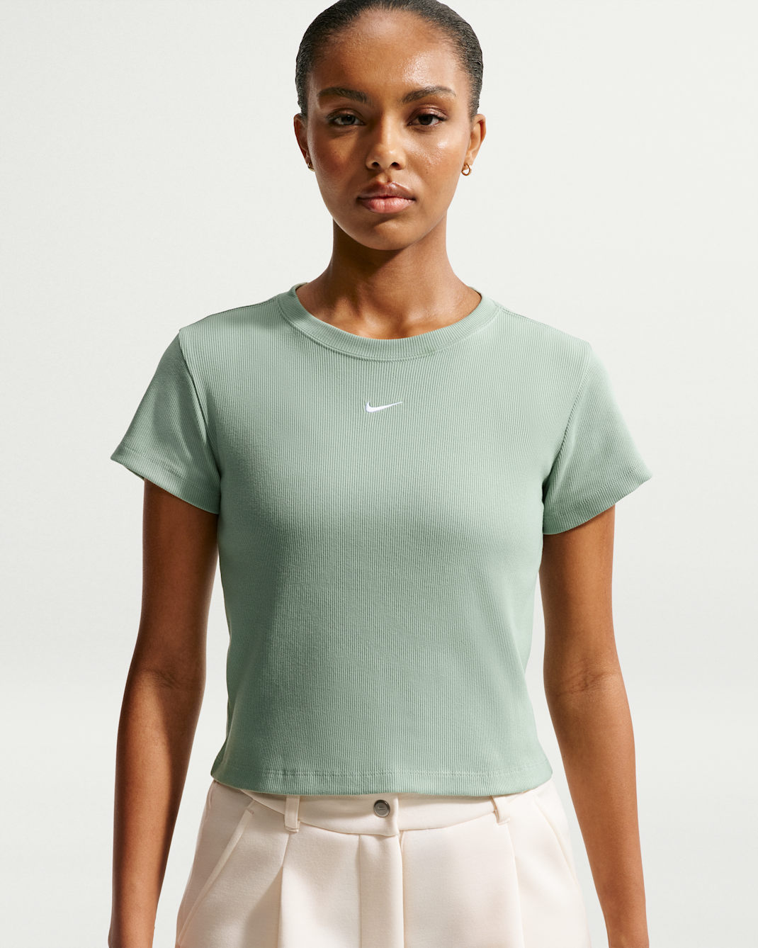 Nike Sportswear Women's Tight Ribbed Short-Sleeve T-Shirt - Steam
