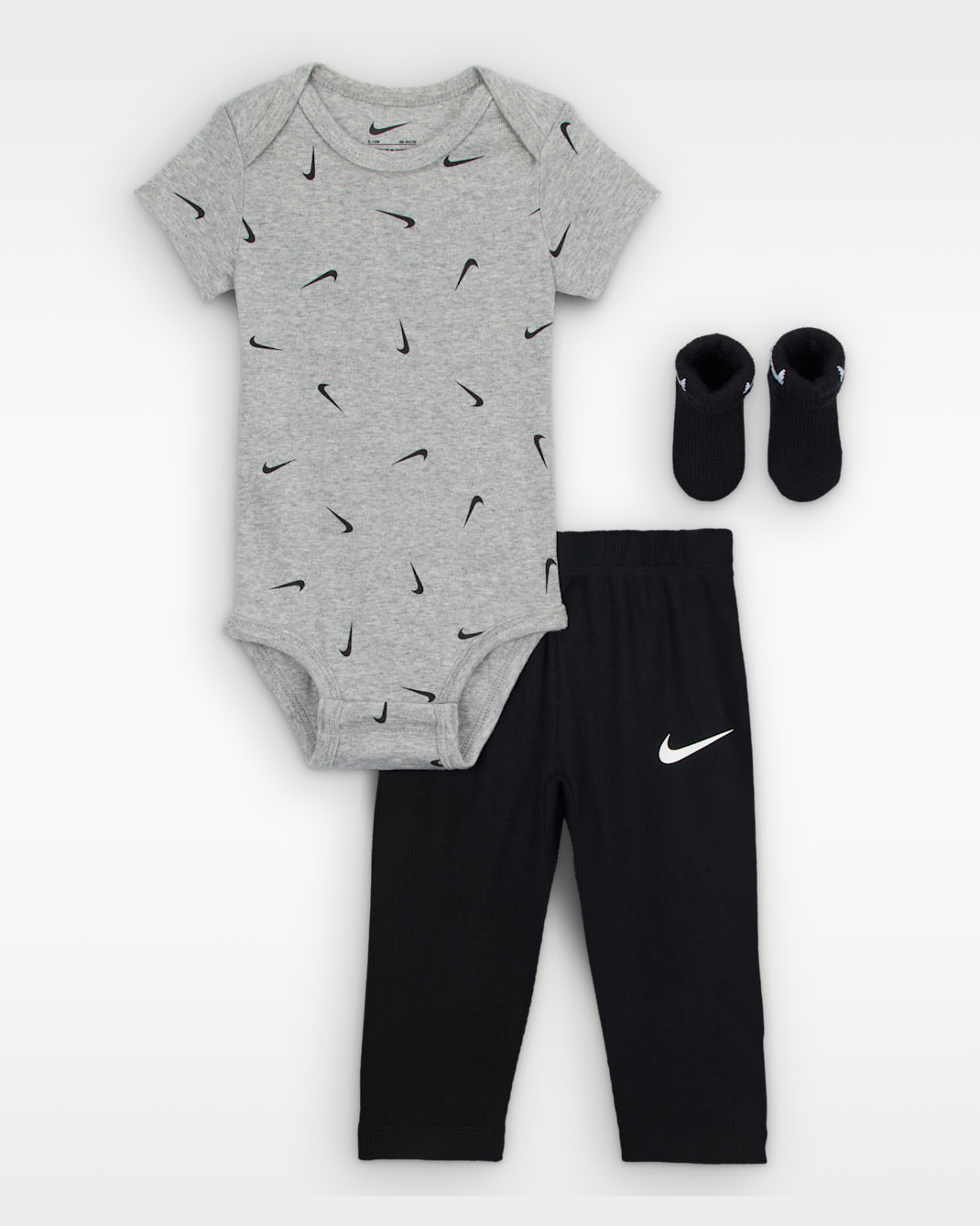 Nike Baby 3-Piece Bodysuit and Waffle Pants Set - Dark Grey Heather