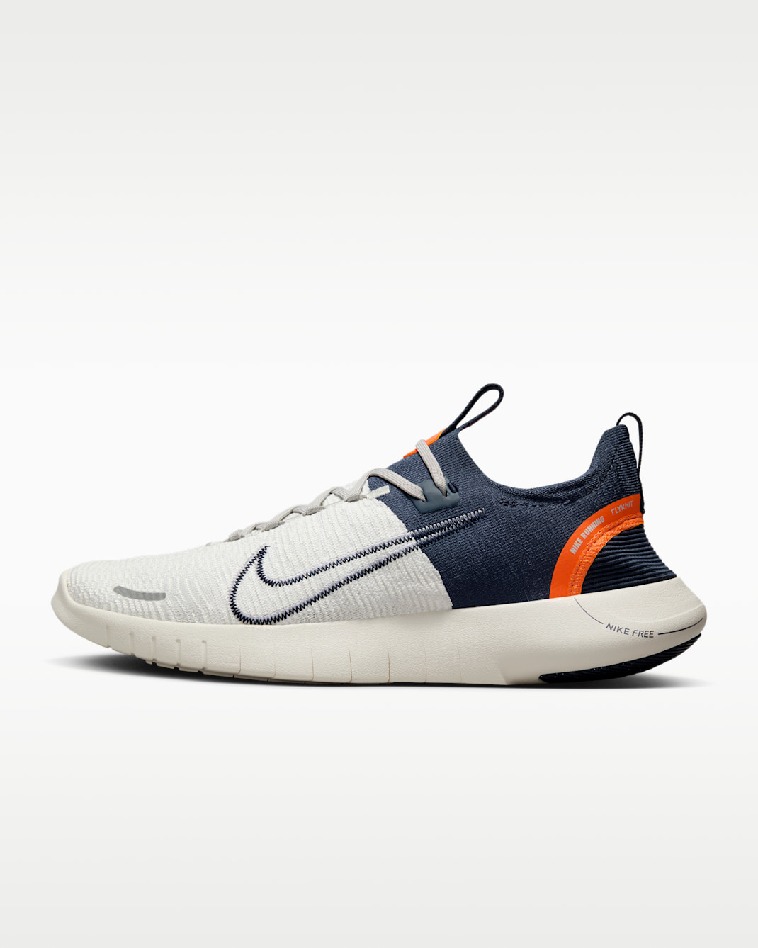 Nike Free RN NN Men's Road Running Shoes - Light Iron Ore/Sail/Total Orange/Thunder Blue