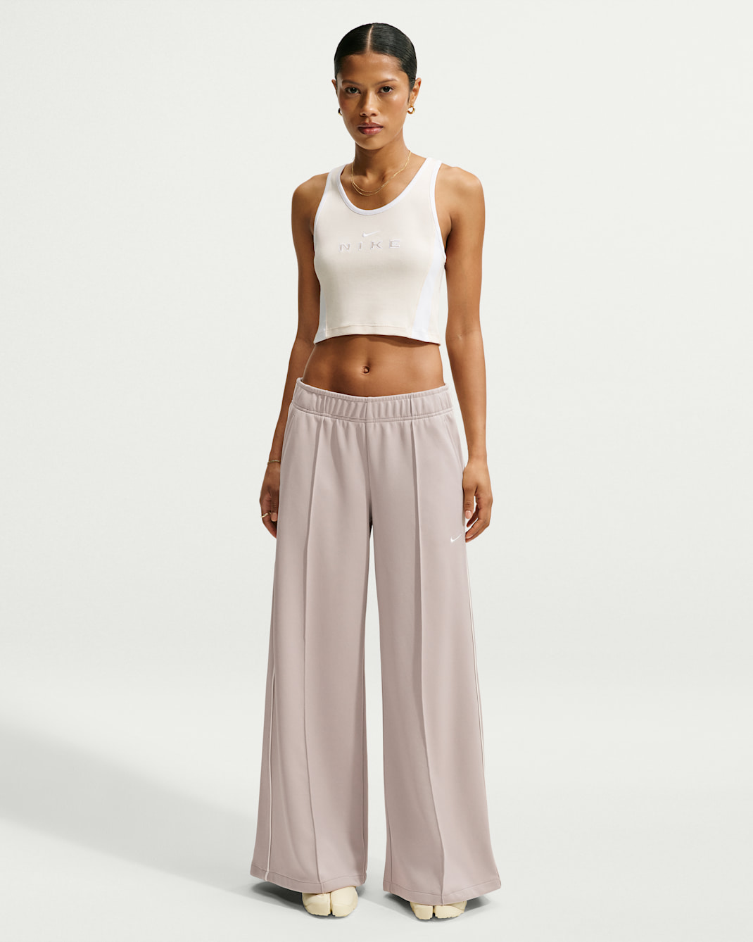 Nike Sportswear Women's Mid-Rise Wide-Leg Track Pants - Cream II/Sail/Sail