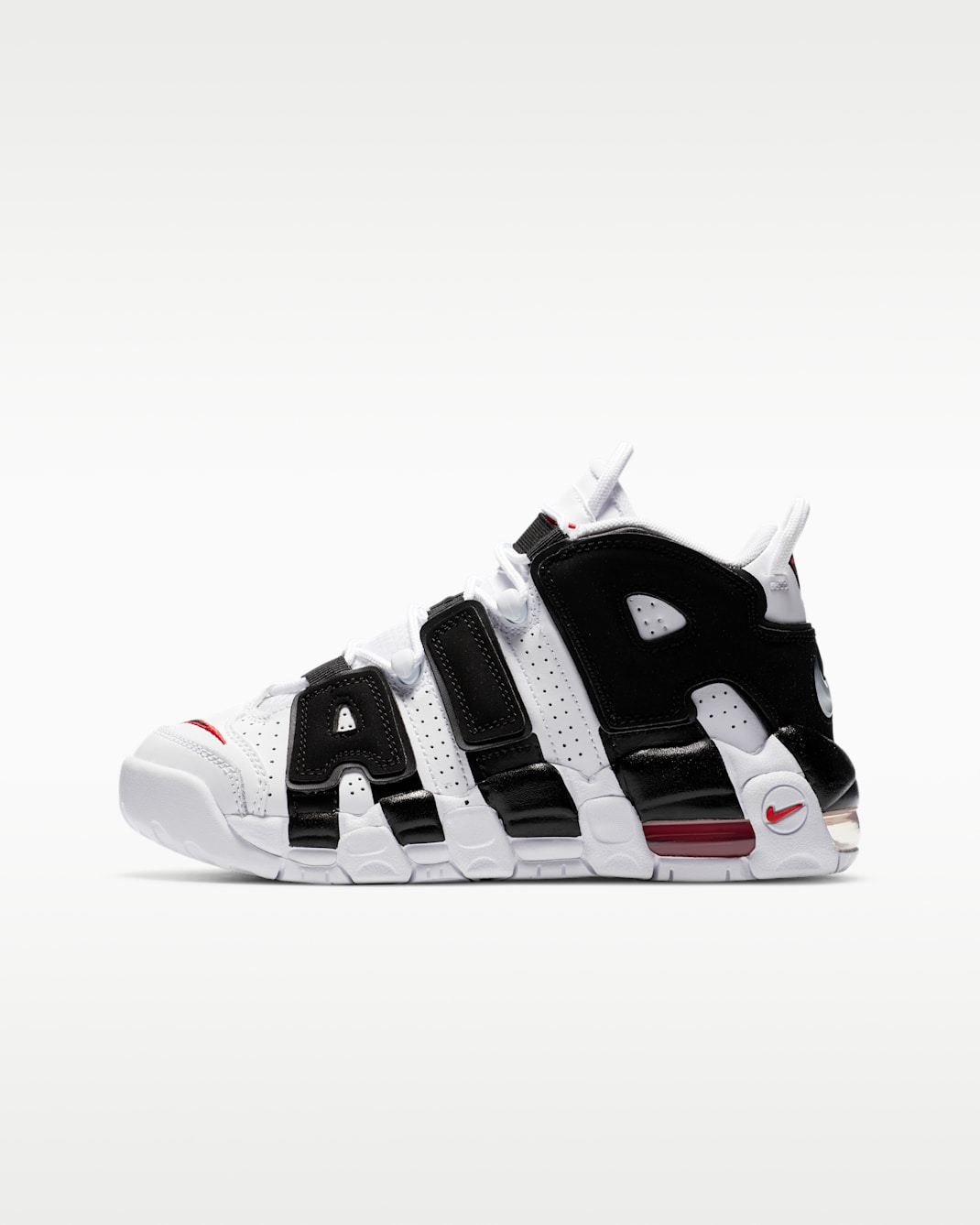 Tenis para niños grandes Nike Air More Uptempo - Blanco/Rojo universitario/Negro