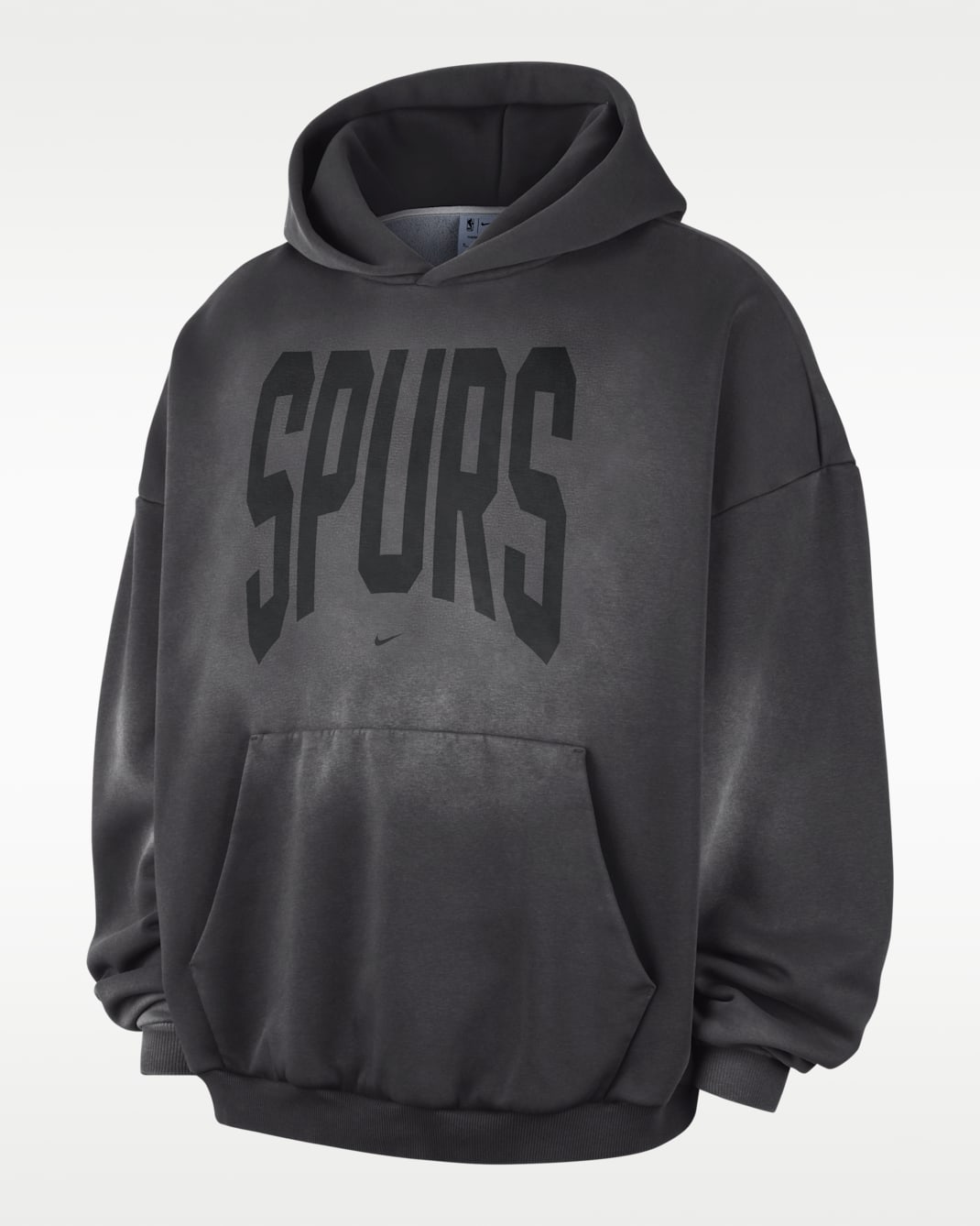 Sudadera con gorro sin cierre de básquetbol de tejido Fleece Therma-FIT para hombre San Antonio Spurs Standard Issue - Carbón oscuro/Blanco