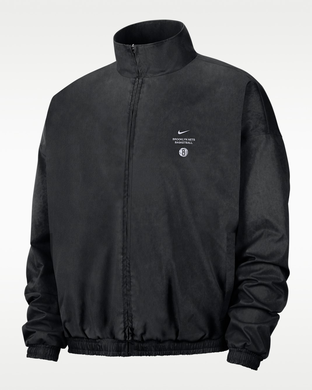 Brooklyn Nets Standard Issue Men's Dri-FIT Basketball Woven Jacket - Black/Flat Silver