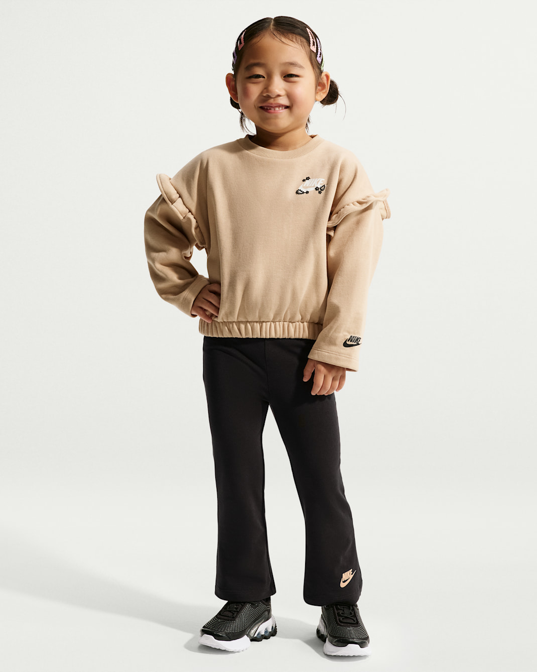 Nike Toddler Ruffle Crew and Flared Leggings Set - Black