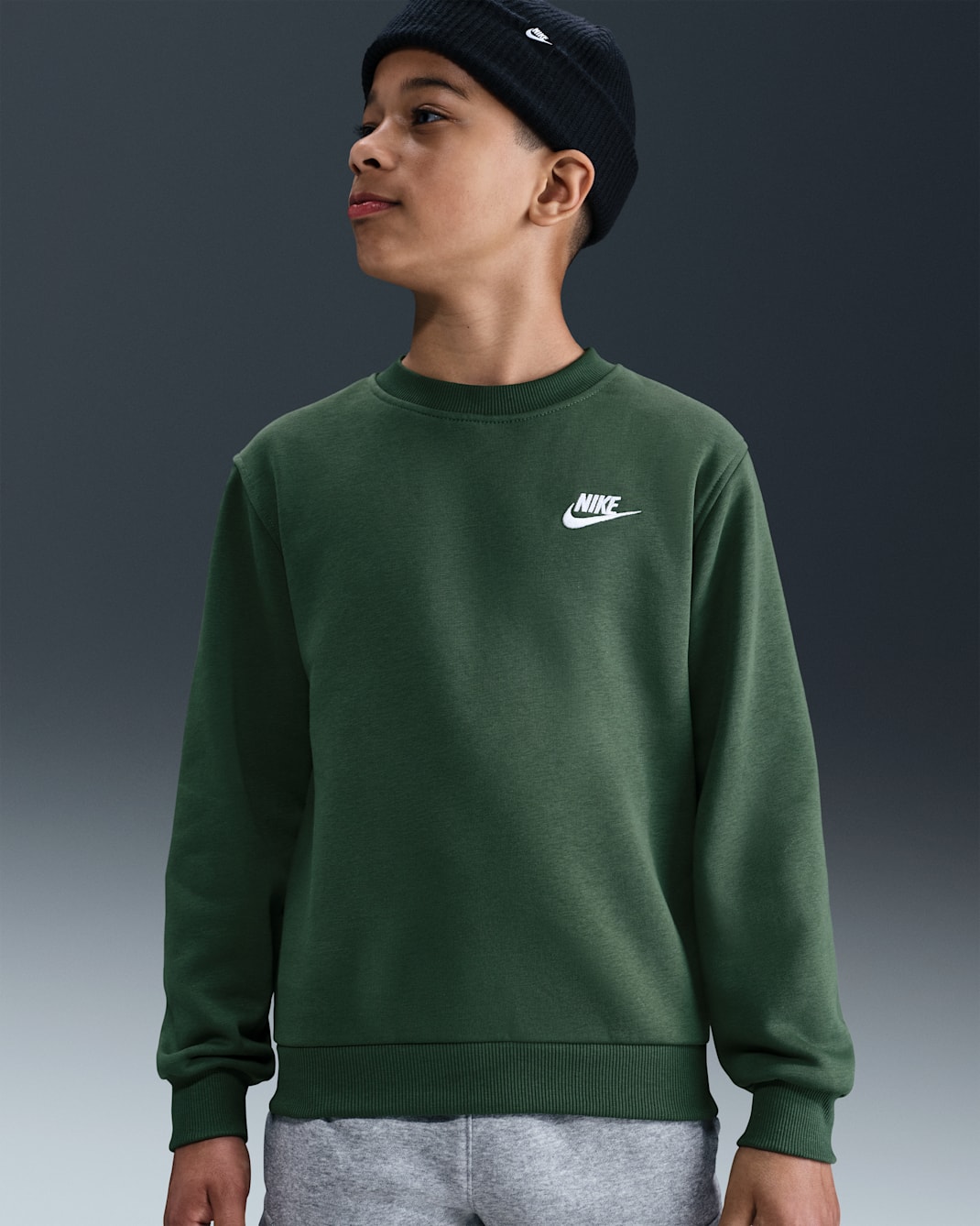 Sudadera para niños talla grande Nike Sportswear Club Fleece - Abeto/Blanco