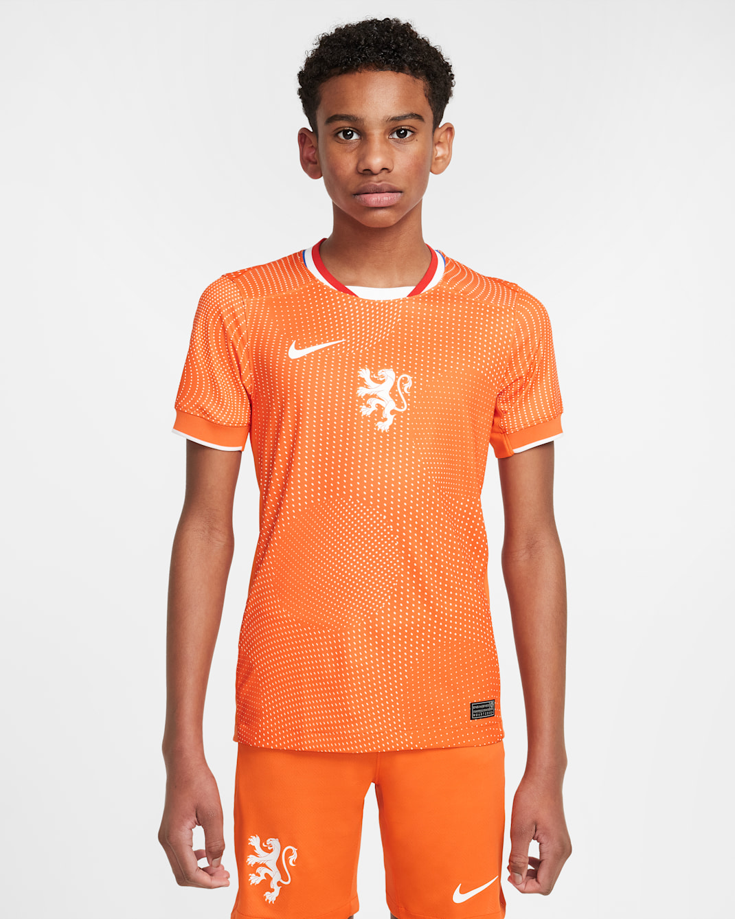 Netherlands 2025 Stadium Home (Women's Team) Big Kids' Nike Dri-FIT Soccer Replica Jersey - Safety Orange/White