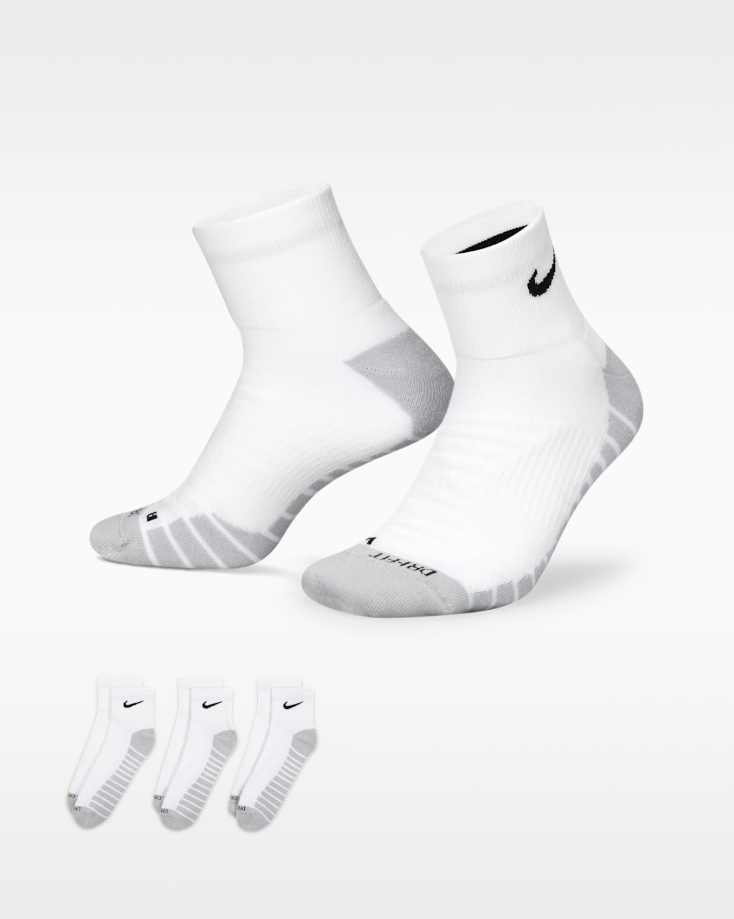 Nike Everyday Max Cushioned Training Ankle Socks (3 Pairs) - White/Wolf Grey/Black