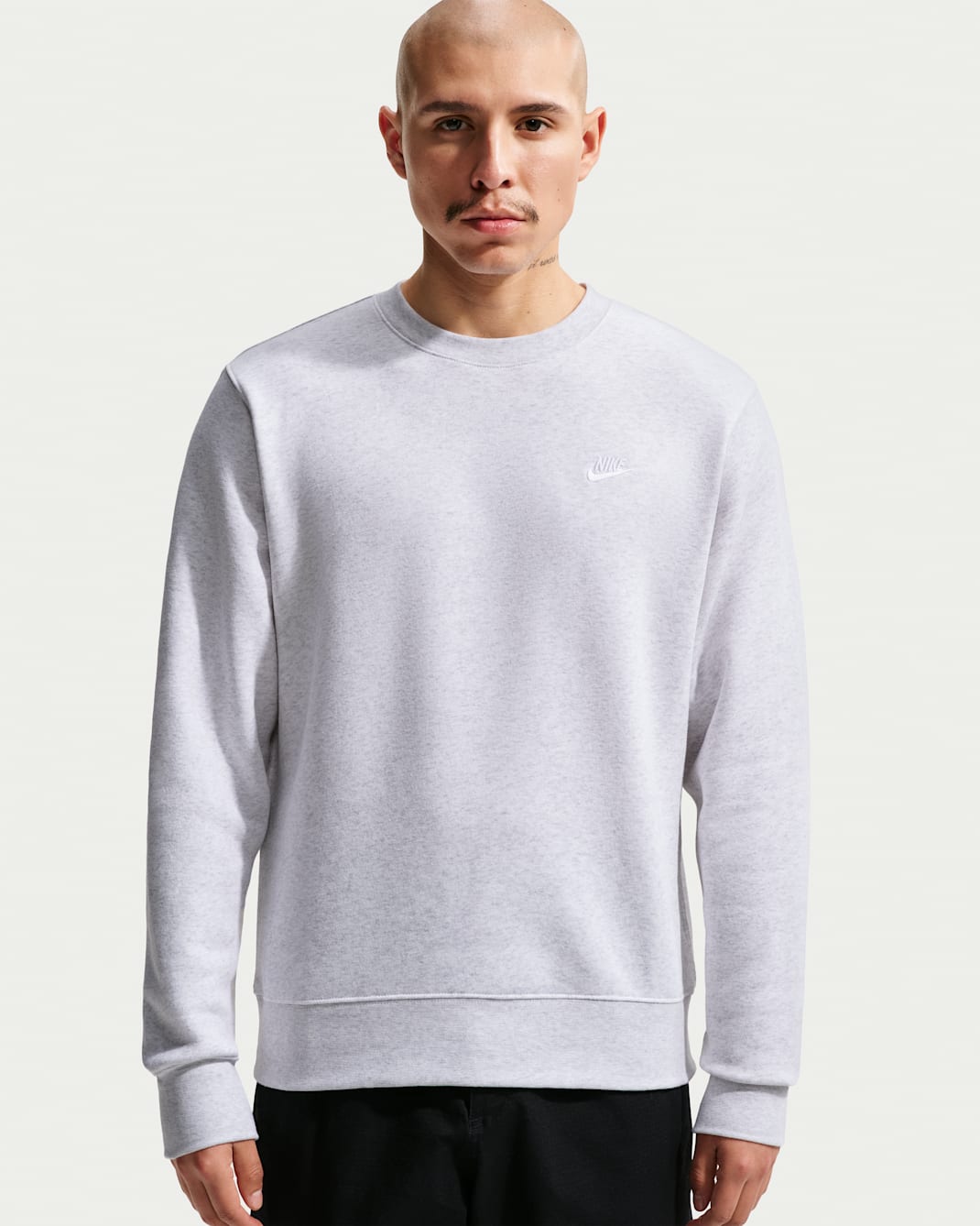Nike Club Men's Fleece Crew - Birch Heather/White