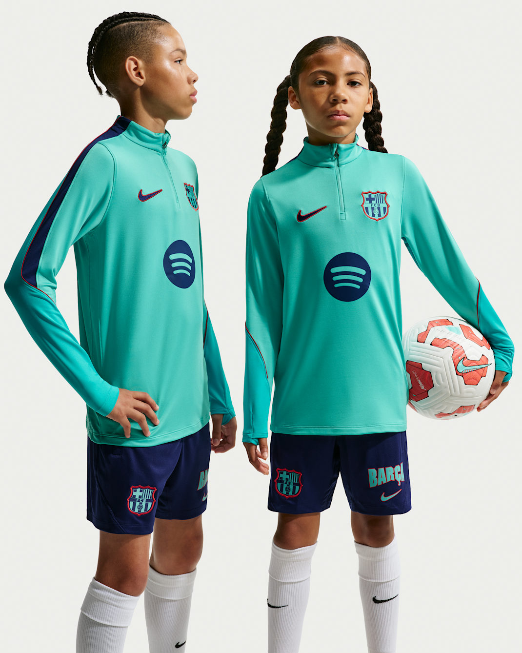 F.C. Barcelona Strike Third Older Kids' Nike Dri-FIT Football Knit Drill Top - Green Frost/Loyal Blue/Loyal Blue