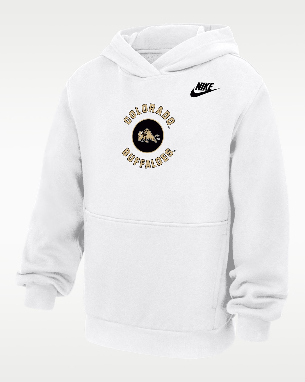 Sudadera con gorro sin cierre Nike de tejido Fleece para niños talla grande Colorado Buffaloes Club - Blanco