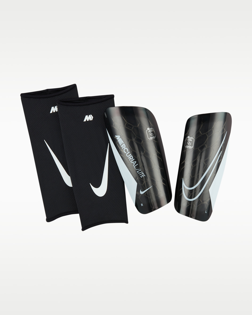Espinilleras de fútbol Nike Mercurial Lite - Negro/Negro/Blanco