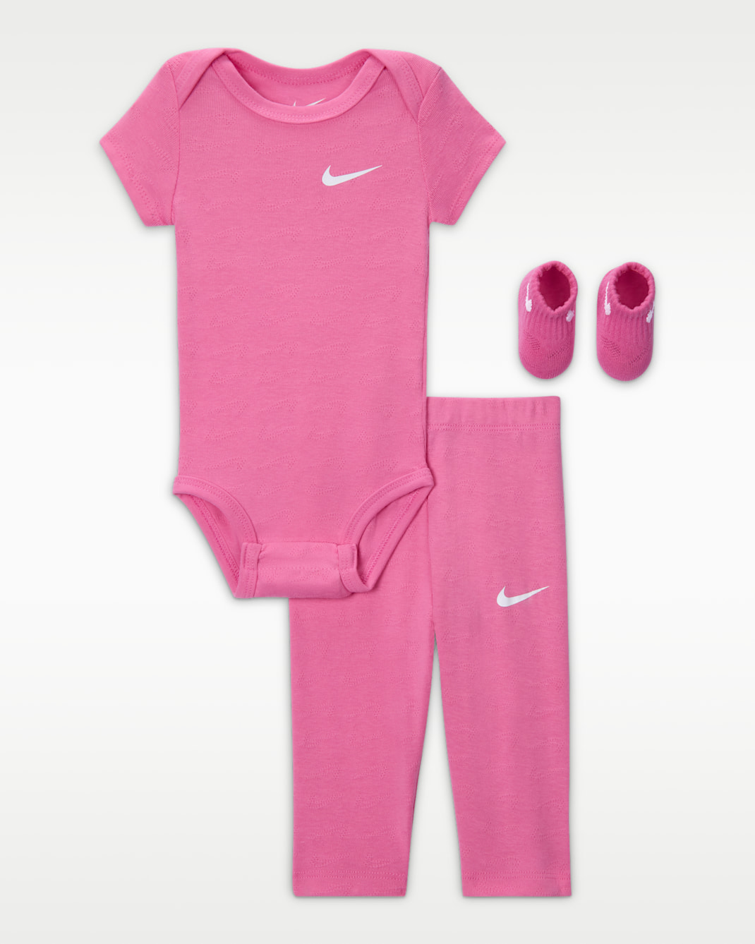 Conjunto de 3 piezas de tejido pointelle para bebé Nike - Rosa alegre