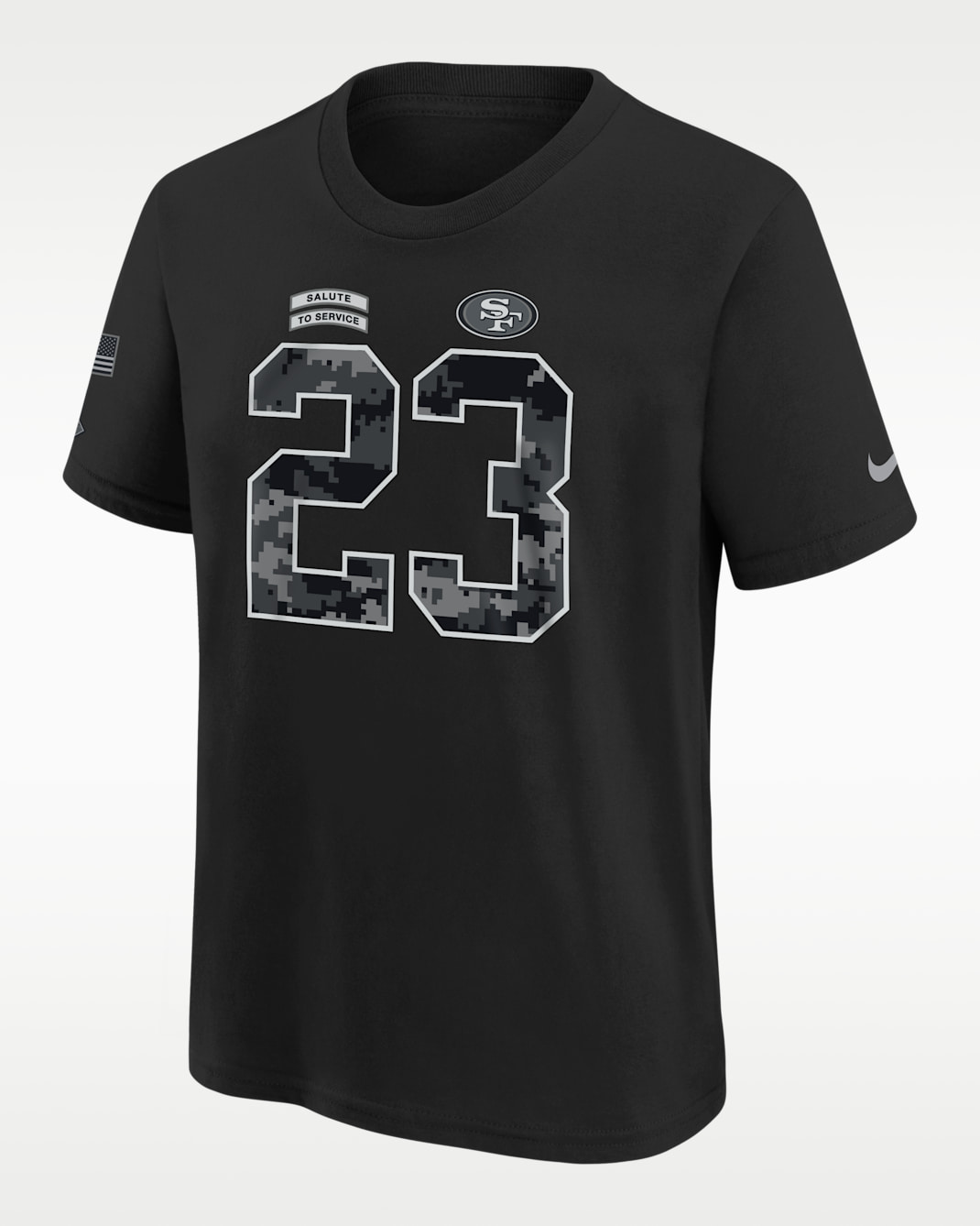 Christian McCaffrey San Francisco 49ers Salute to Service Big Kids' Nike NFL T-Shirt - Black