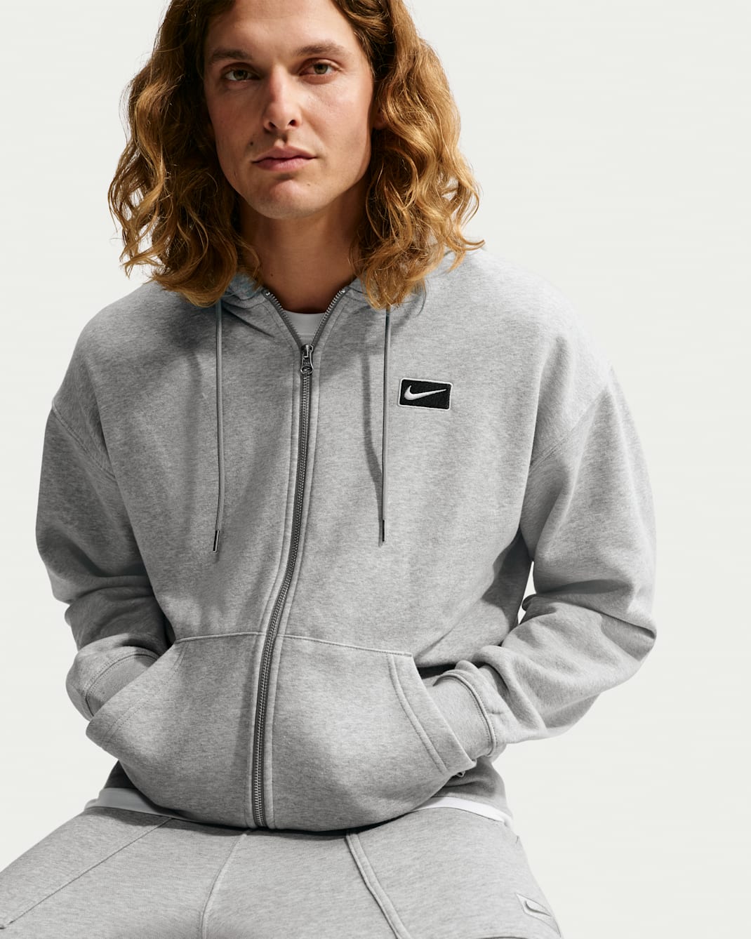 Nike Sportswear hettejakke med glidelås til herre - Dark Grey Heather/Svart